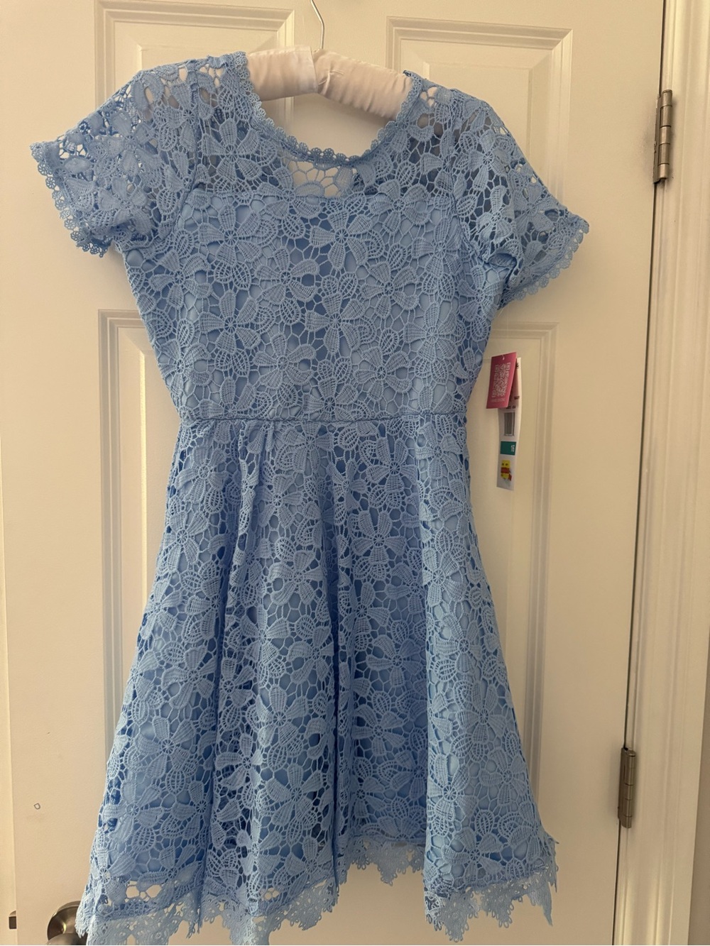 Rare Editions Light Blue Floral Lace Fit-and-Flare Dress